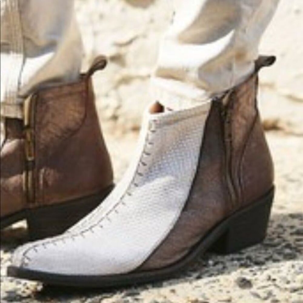 FP Flying Ranch Western Booties EU 36 US 6 Snakeskin Leather Cowgirl Boots Boho - Picture 8 of 12